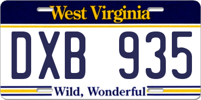 WV license plate DXB935
