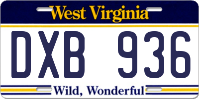WV license plate DXB936