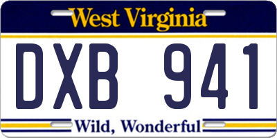 WV license plate DXB941