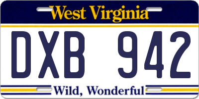 WV license plate DXB942