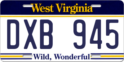 WV license plate DXB945