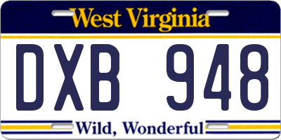 WV license plate DXB948