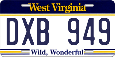 WV license plate DXB949