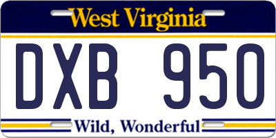 WV license plate DXB950