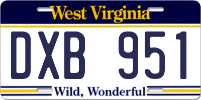 WV license plate DXB951