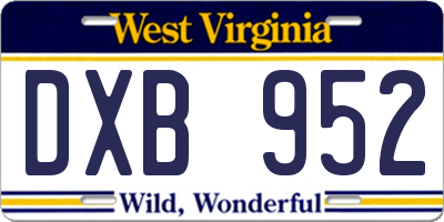 WV license plate DXB952