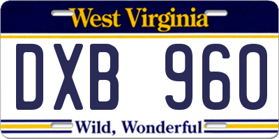 WV license plate DXB960