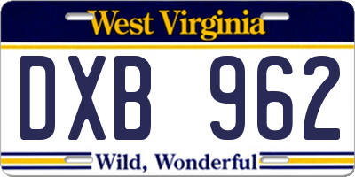 WV license plate DXB962