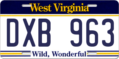 WV license plate DXB963