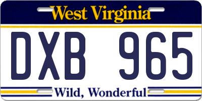WV license plate DXB965