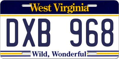 WV license plate DXB968