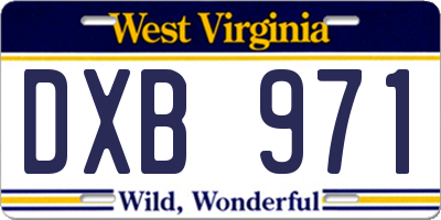 WV license plate DXB971