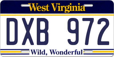 WV license plate DXB972