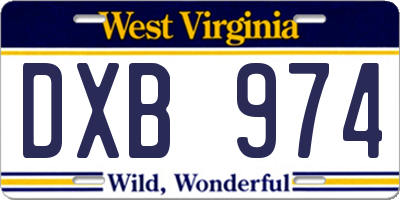 WV license plate DXB974