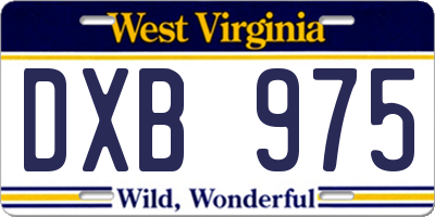 WV license plate DXB975