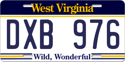 WV license plate DXB976