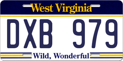WV license plate DXB979