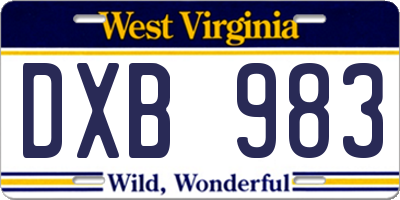 WV license plate DXB983