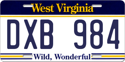 WV license plate DXB984