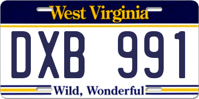 WV license plate DXB991