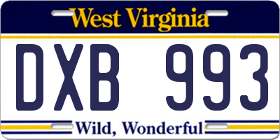 WV license plate DXB993
