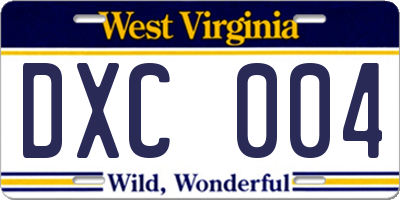 WV license plate DXC004
