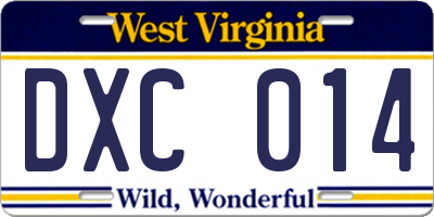 WV license plate DXC014