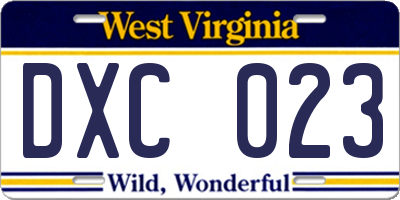 WV license plate DXC023