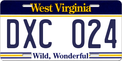 WV license plate DXC024