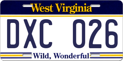 WV license plate DXC026
