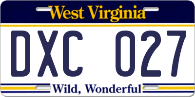 WV license plate DXC027