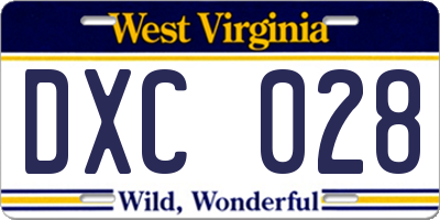 WV license plate DXC028