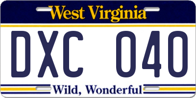 WV license plate DXC040
