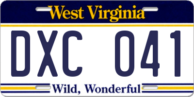 WV license plate DXC041
