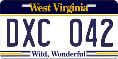 WV license plate DXC042