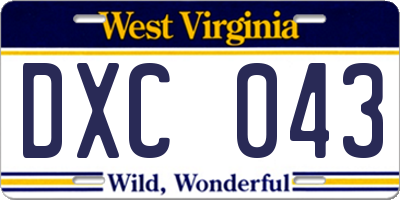 WV license plate DXC043