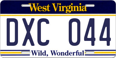 WV license plate DXC044