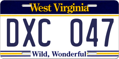 WV license plate DXC047