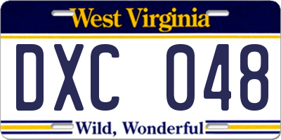 WV license plate DXC048