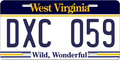 WV license plate DXC059