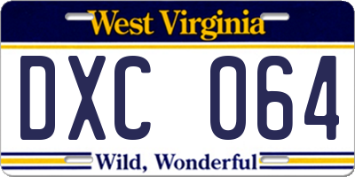 WV license plate DXC064
