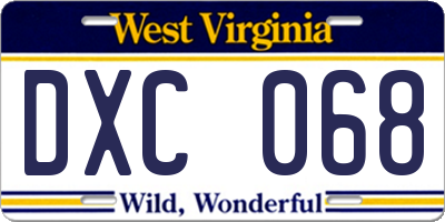 WV license plate DXC068