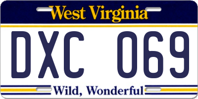 WV license plate DXC069