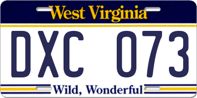WV license plate DXC073