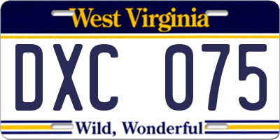 WV license plate DXC075