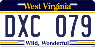 WV license plate DXC079