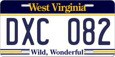 WV license plate DXC082