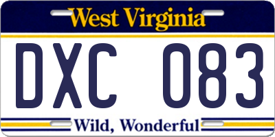 WV license plate DXC083