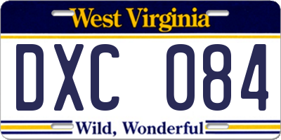WV license plate DXC084