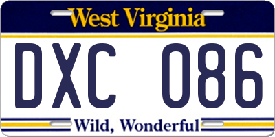 WV license plate DXC086